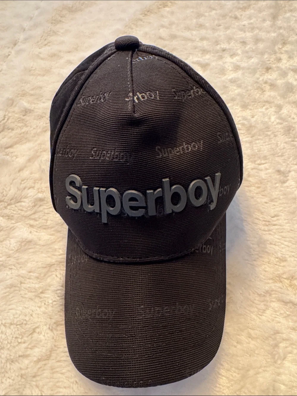 Black Kids Baseball Hat with Raised Logo